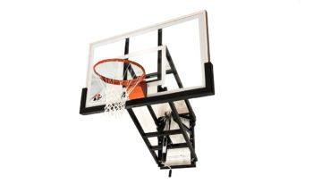 WM Height Adjustable Wall Mount Ryval Hoops Basketball Goal with  inch Glass Backboard