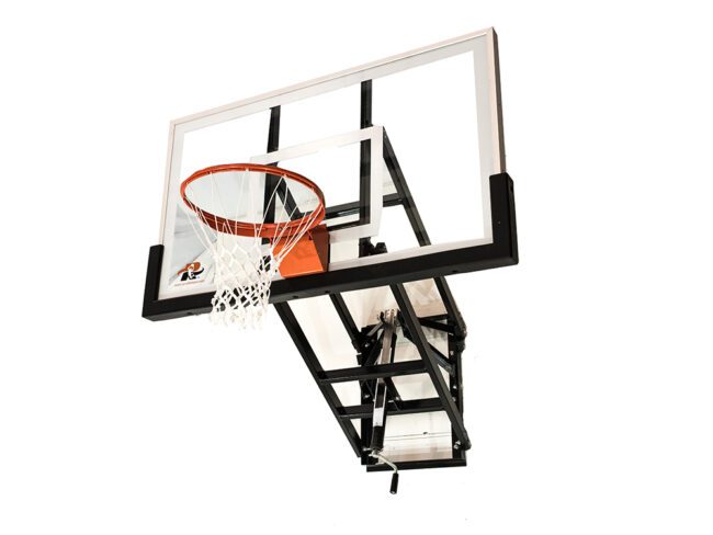 WM Height Adjustable Wall Mount Ryval Hoops Basketball Goal with  inch Glass Backboard