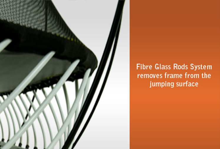 jumbo square trampoline slide fibre rods